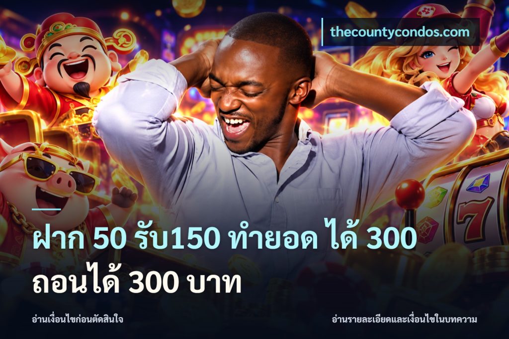 ฝาก 50 รับ150 ทำยอด ได้ 300 ถอนได้ 300 บาท