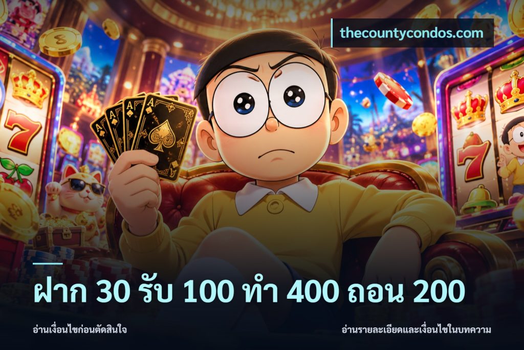 ฝาก 30 รับ 100 ทํา 400 ถอน 200