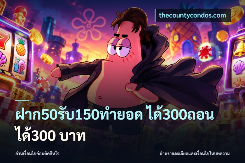 ฝาก50รับ150ทำยอด ได้300ถอนได้300 บาท